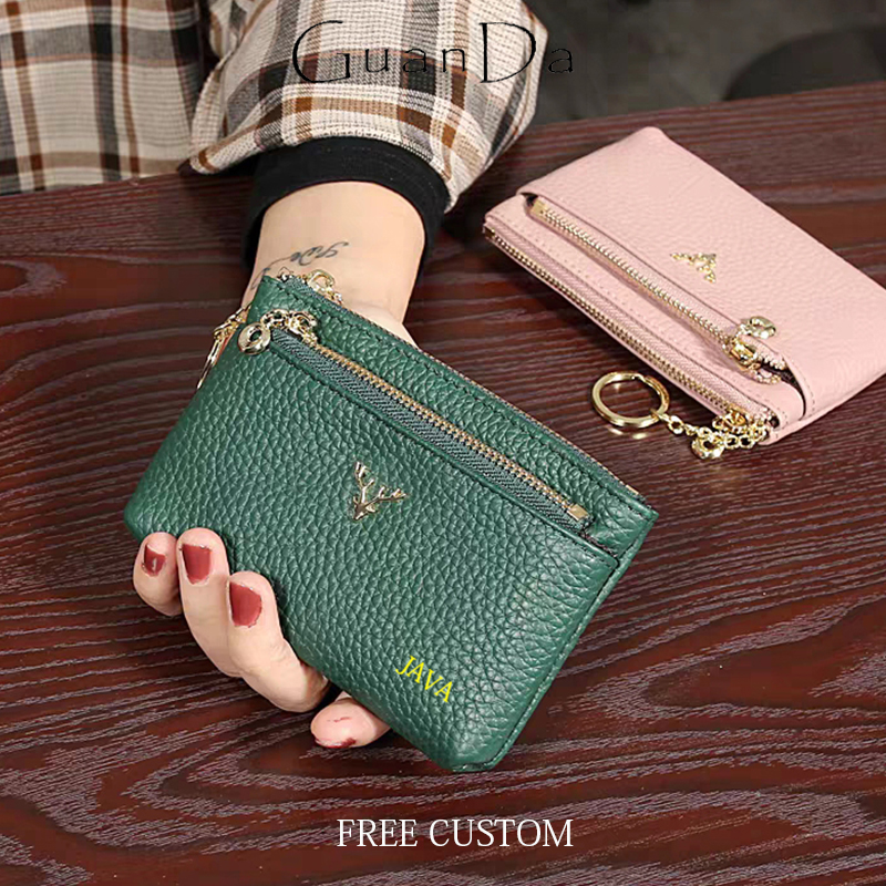 Initial Ring Custom - Fashion Genuine leather Coin Purse Key