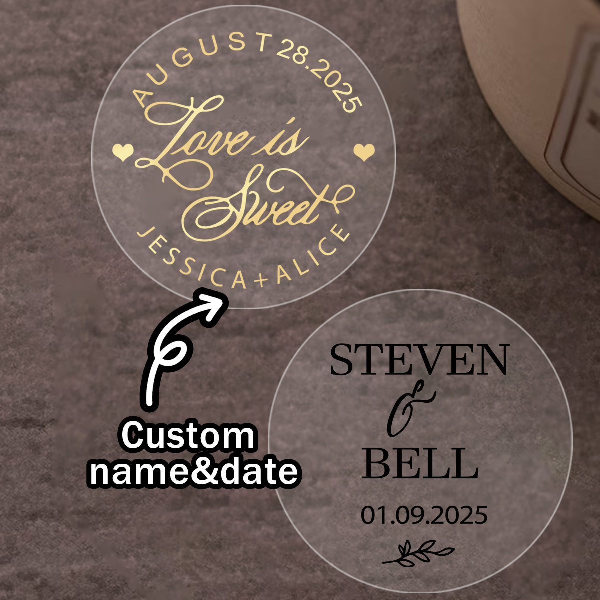 Personalised Candle Label - 30-240pcs Custom Text Round Transparent Hot