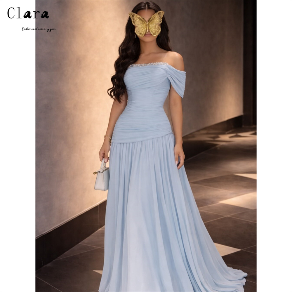 Custom Night Sky - Clara Custom Sky Blue A-line Shiny