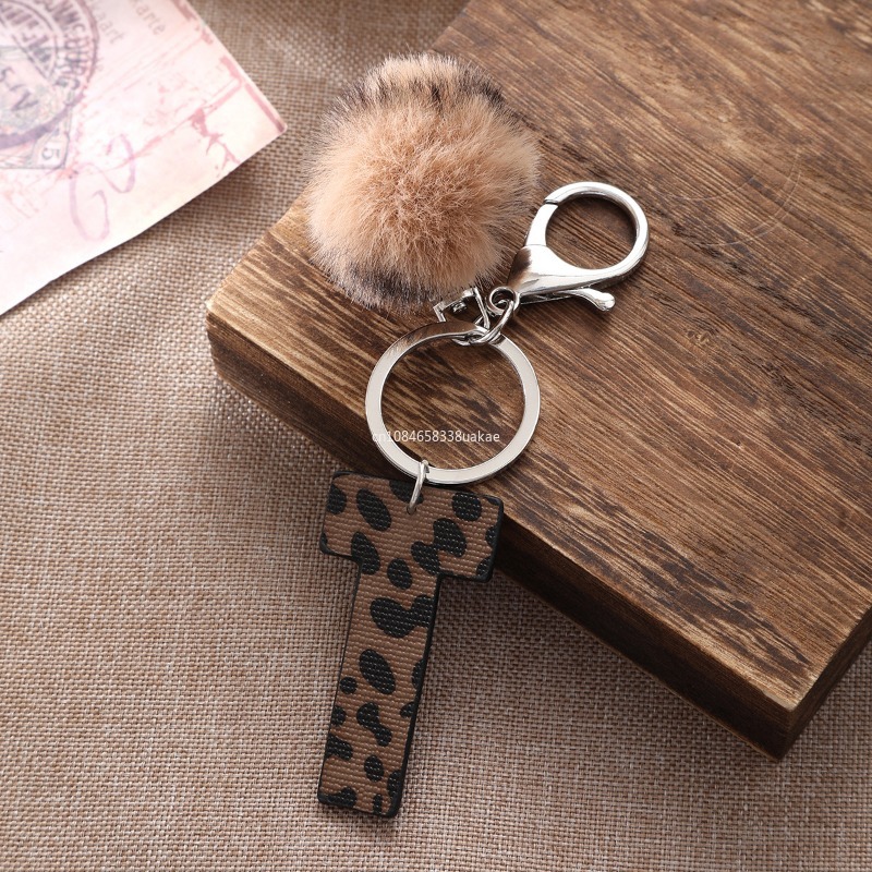 Fashion Leopard English Alphab - đánh giá và giá Monogram Keychain Leather