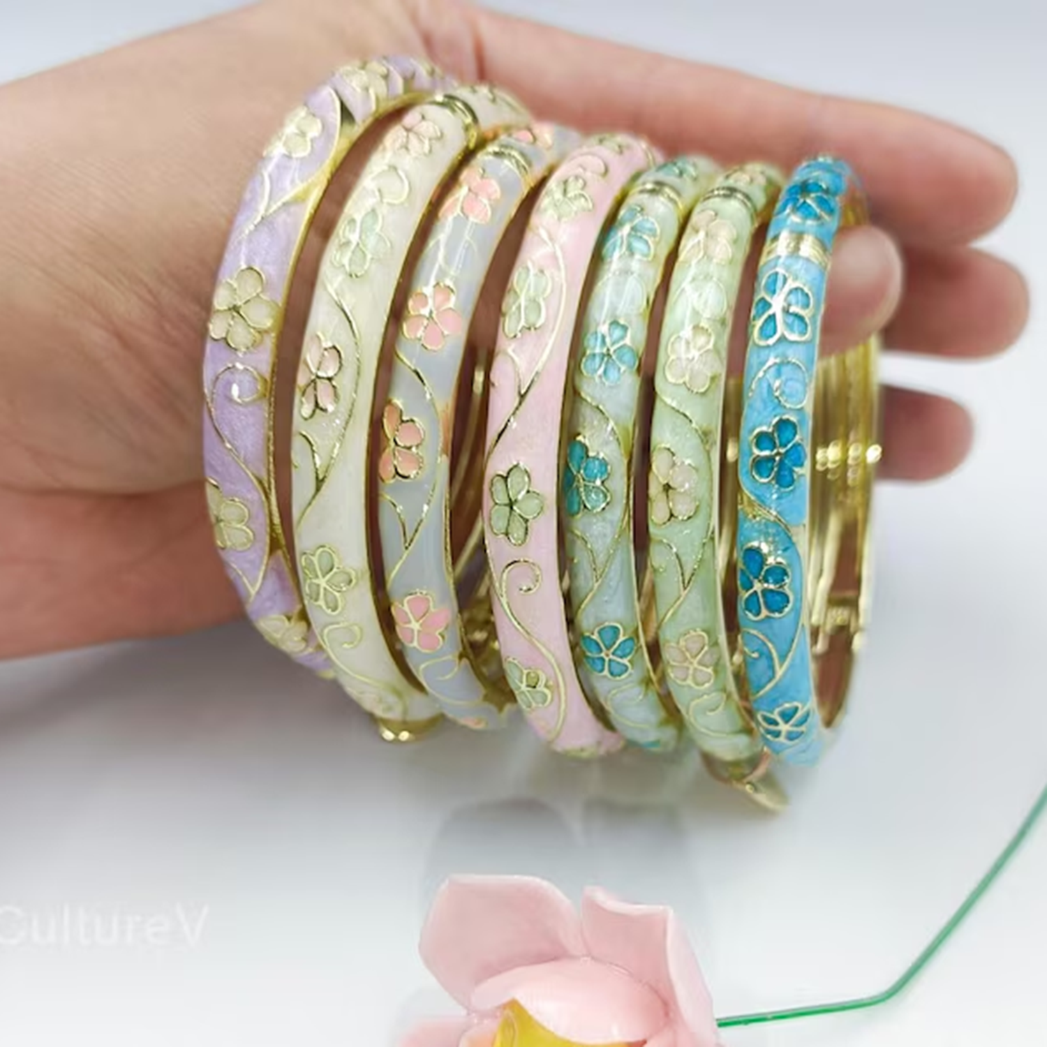 3/5PCS Enamel Cloisonné Bangle - đánh giá và giá Coordinates Bracelet
