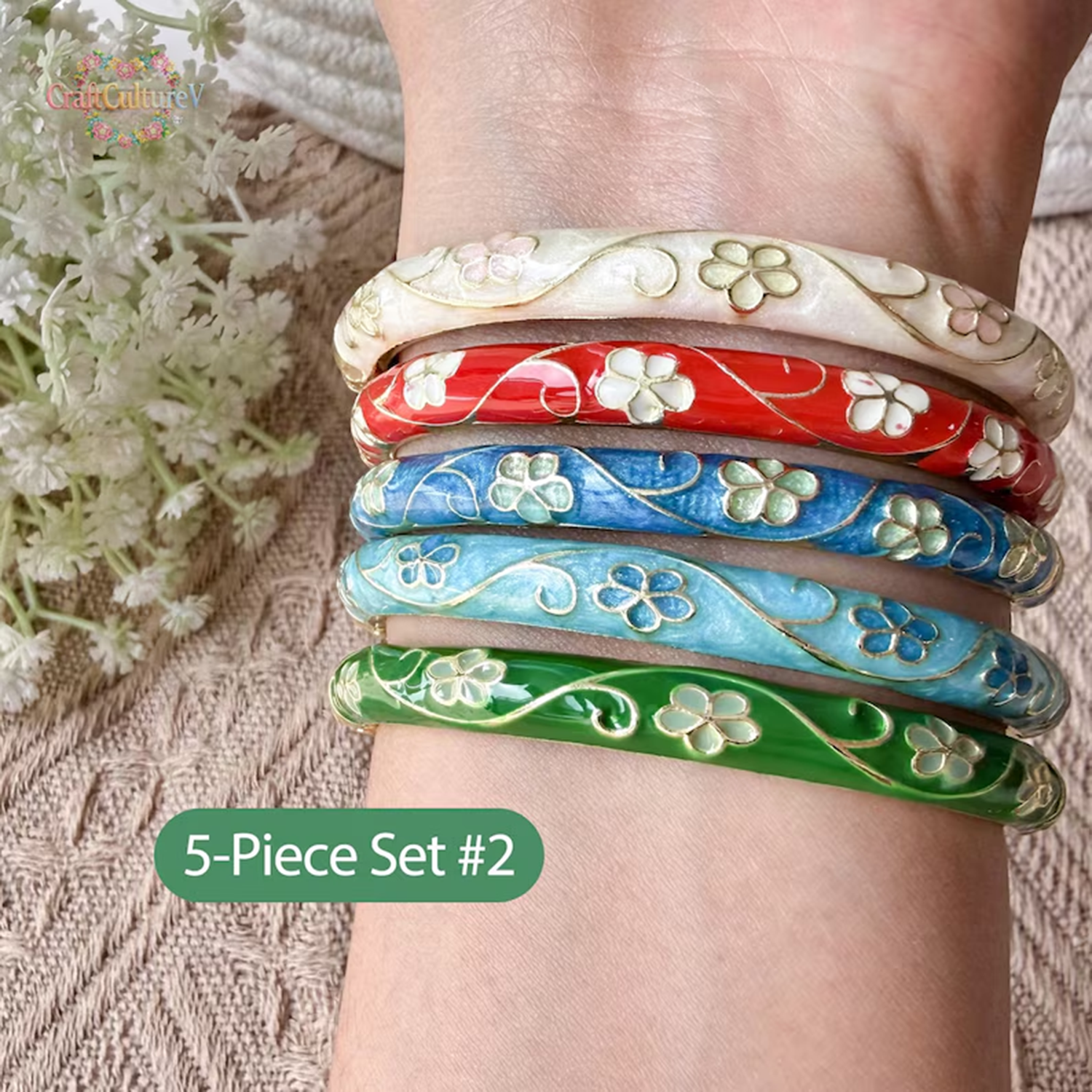 3/5PCS Enamel Cloisonné Bangle - đánh giá và giá Coordinates Bracelet