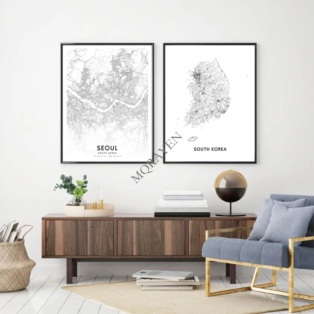 South Korea Map Black and Whit - đánh giá và giá Custom Star Map