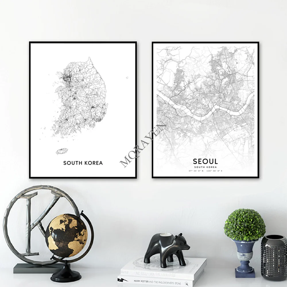 South Korea Map Black and Whit - đánh giá và giá Custom Star Map