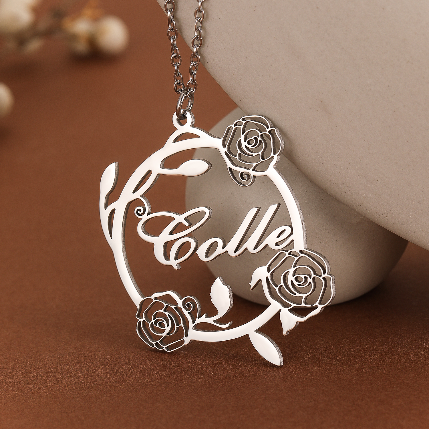 1pc Custom Rose Flower Name Ne - đánh giá và giá Name Necklace Custom