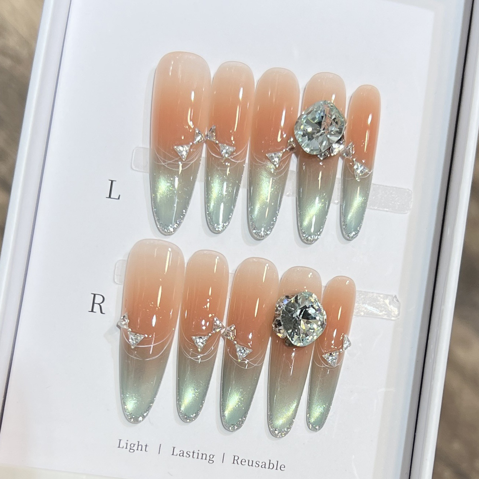 10pcs Long Almond Fake Nails T - đánh giá và giá Pressed Flower Art