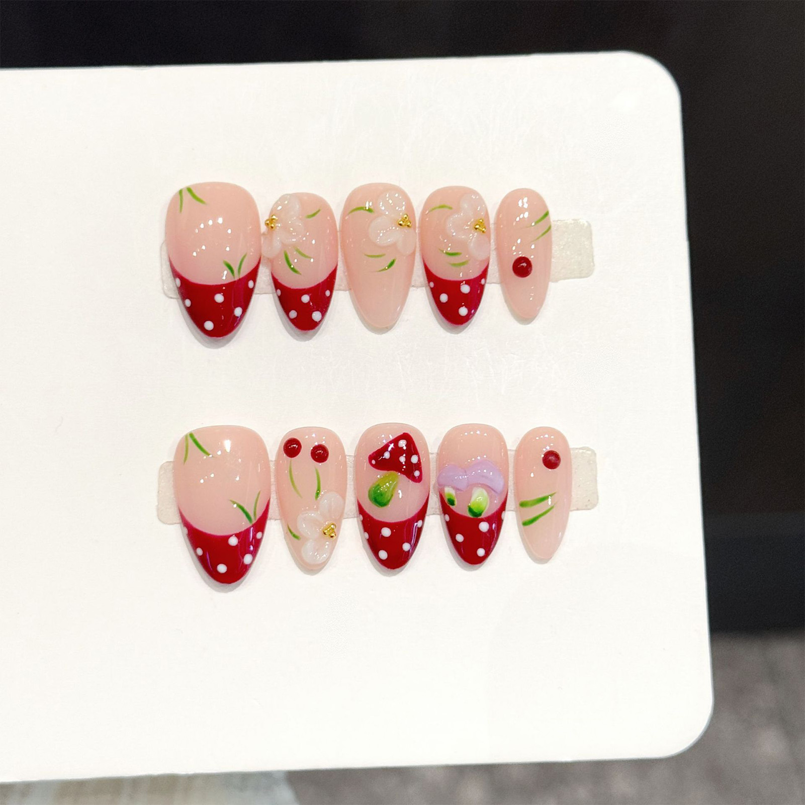 10Pcs Red White Polka Dot Desi - đánh giá và giá Pressed Flower Art