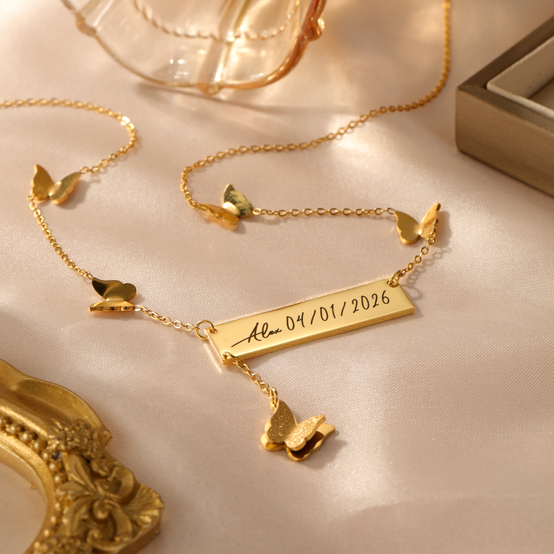 Personalized Butterfly Bar Nam - đánh giá và giá Handwriting Necklace Bar