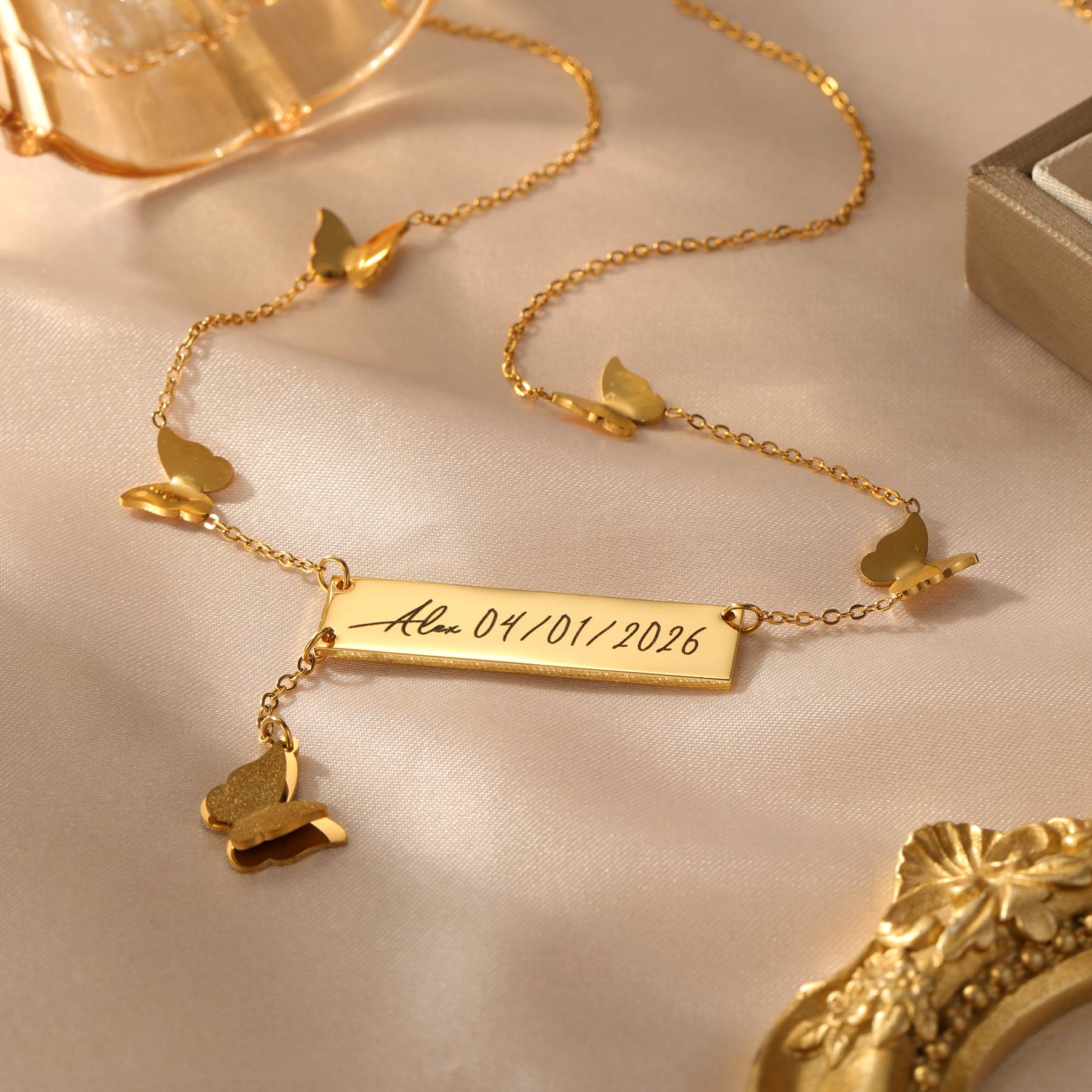 Personalized Butterfly Bar Nam - đánh giá và giá Handwriting Necklace Bar