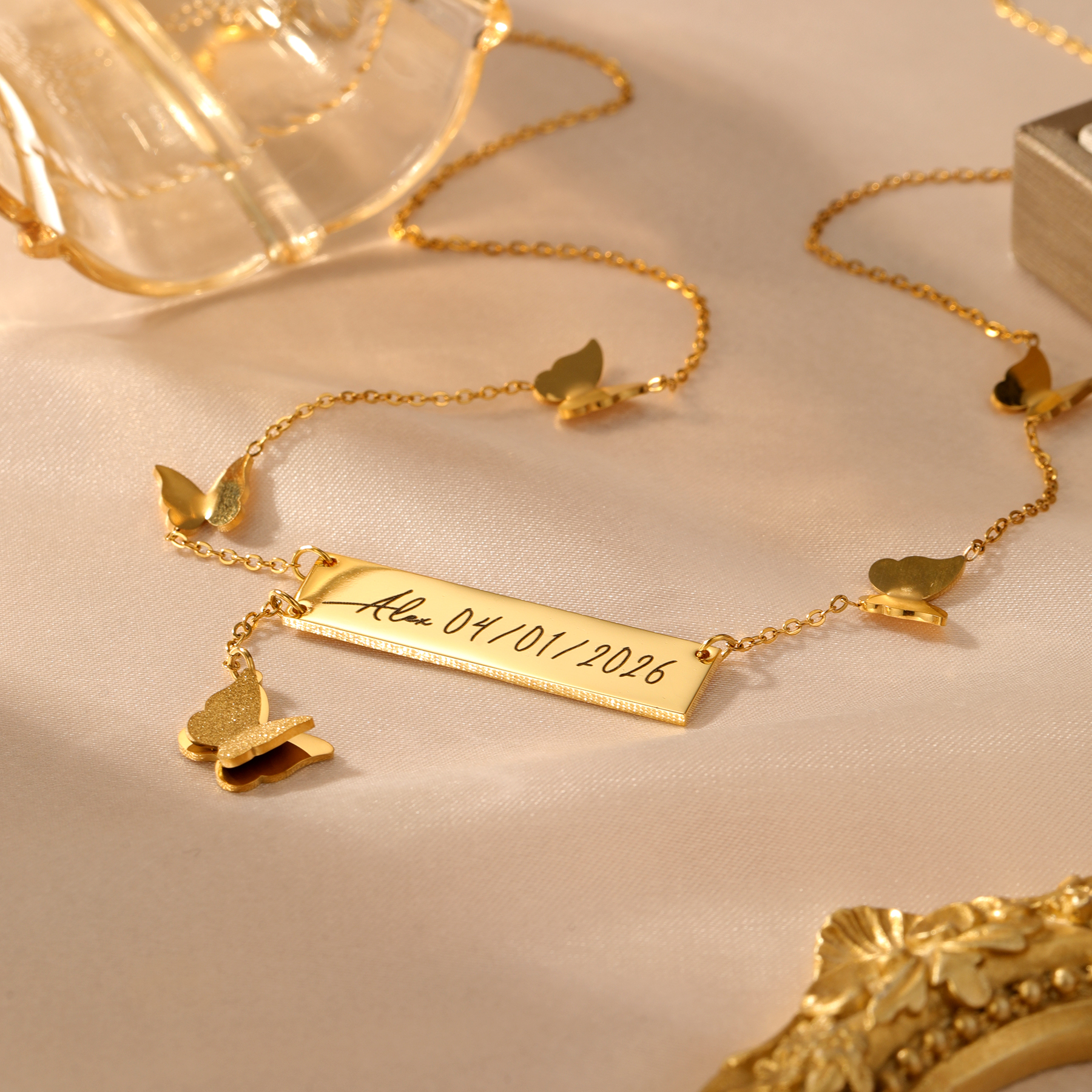 Personalized Butterfly Bar Nam - đánh giá và giá Handwriting Necklace Bar