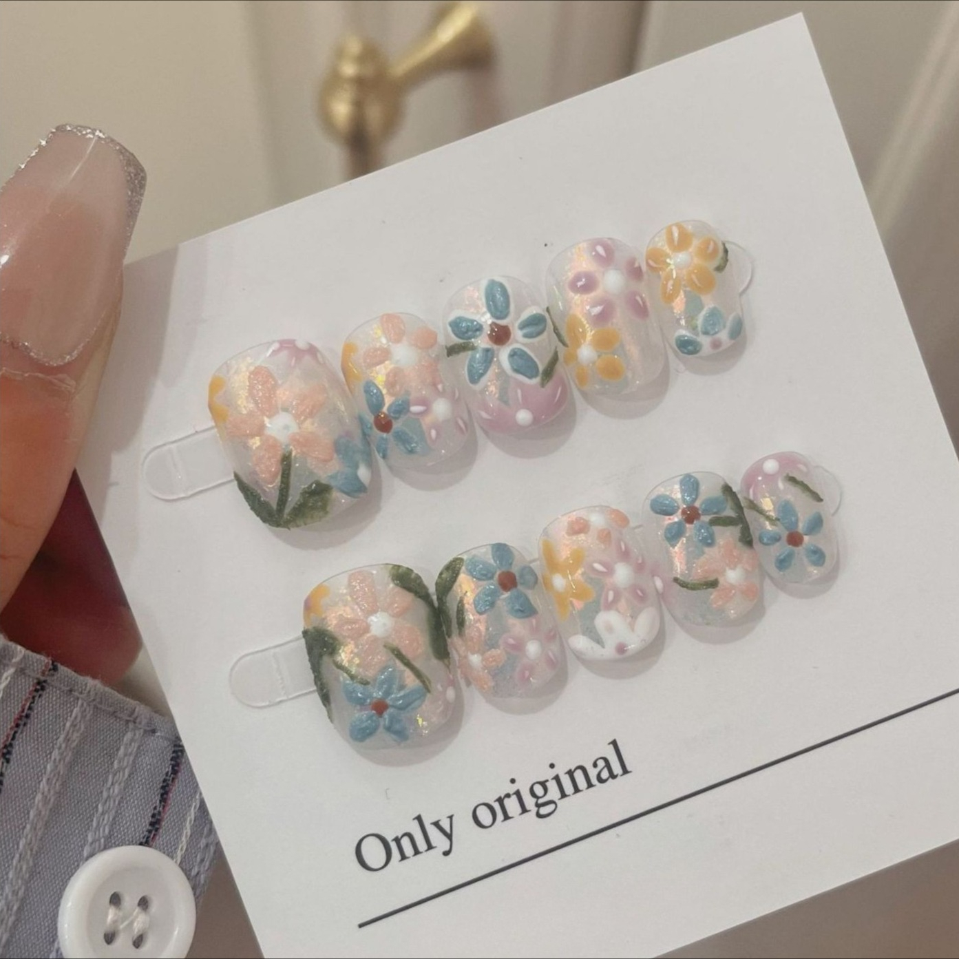 10Pcs Short Handmade Press On  - đánh giá và giá Pressed Flower Art