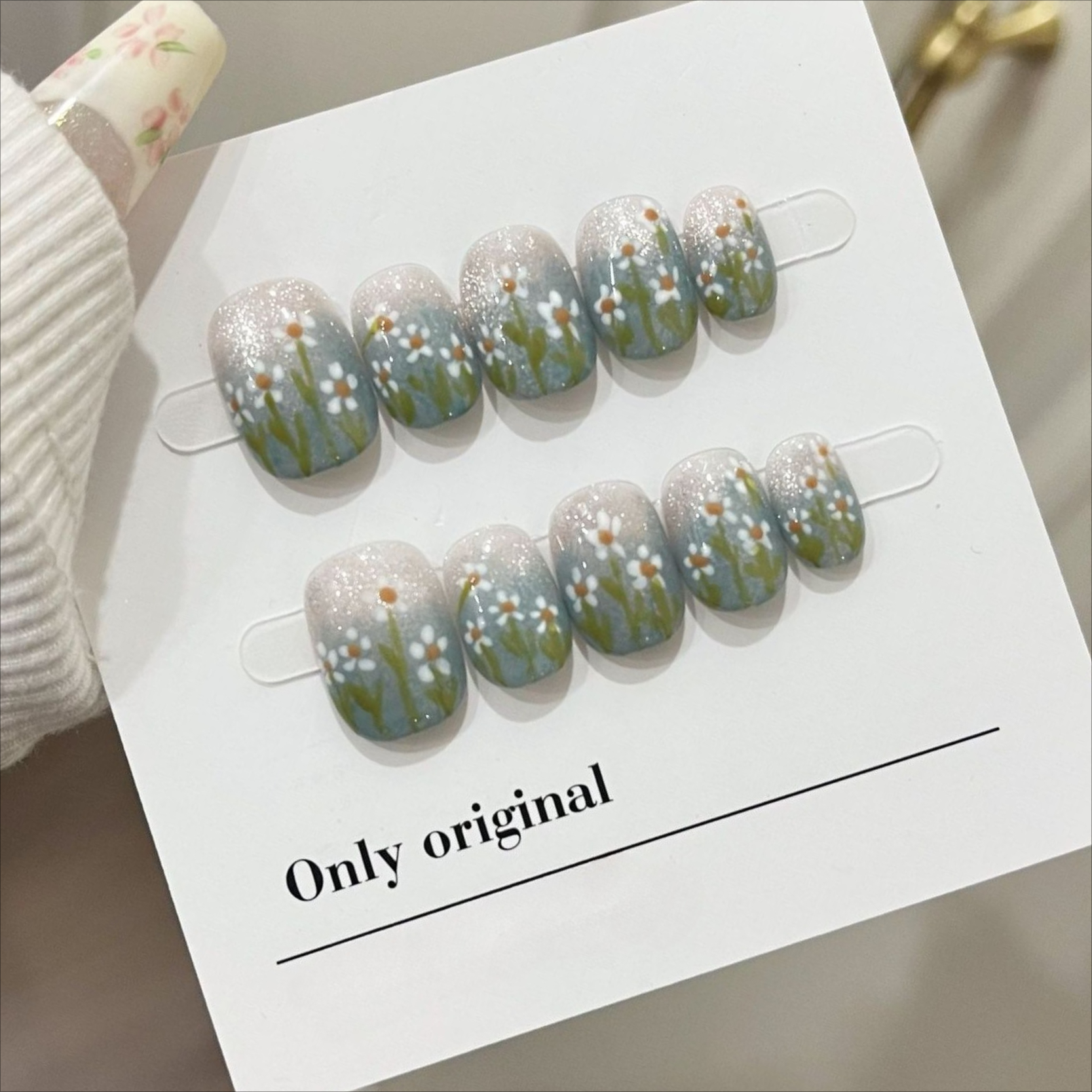 10Pcs Short Handmade Press On  - đánh giá và giá Pressed Flower Art
