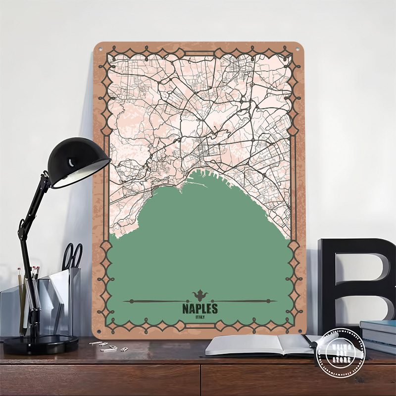 Naples City Map Tin Plaque Pos - đánh giá và giá Custom Map Poster