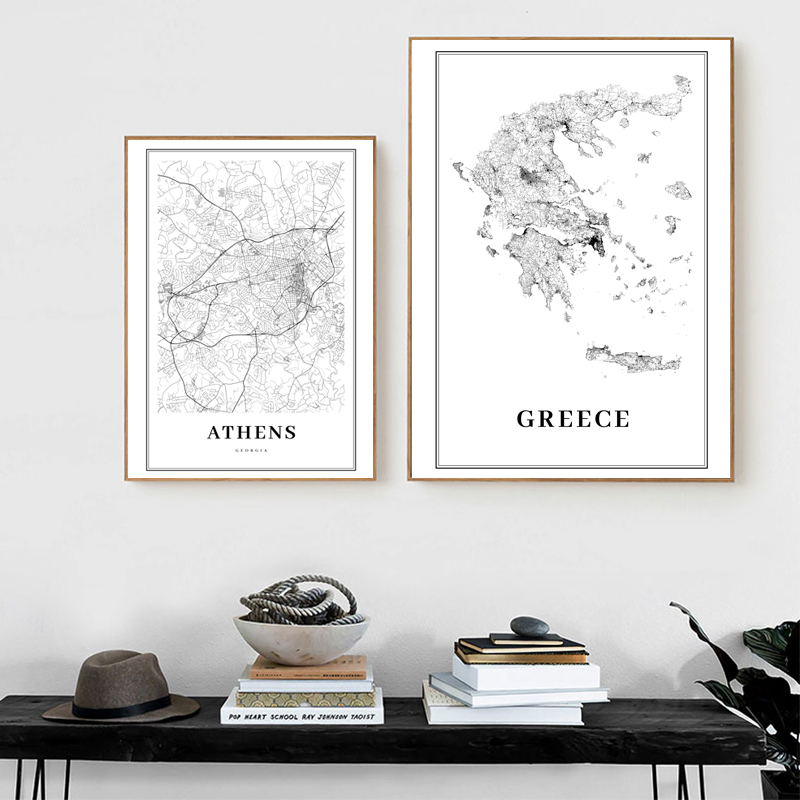 Greece Road Map Poster Black a - đánh giá và giá Custom Star Map