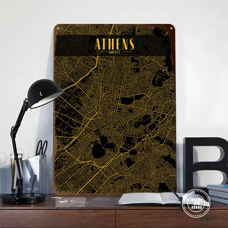Athens Golden Map Tinplate Pos - đánh giá và giá Custom Map Poster