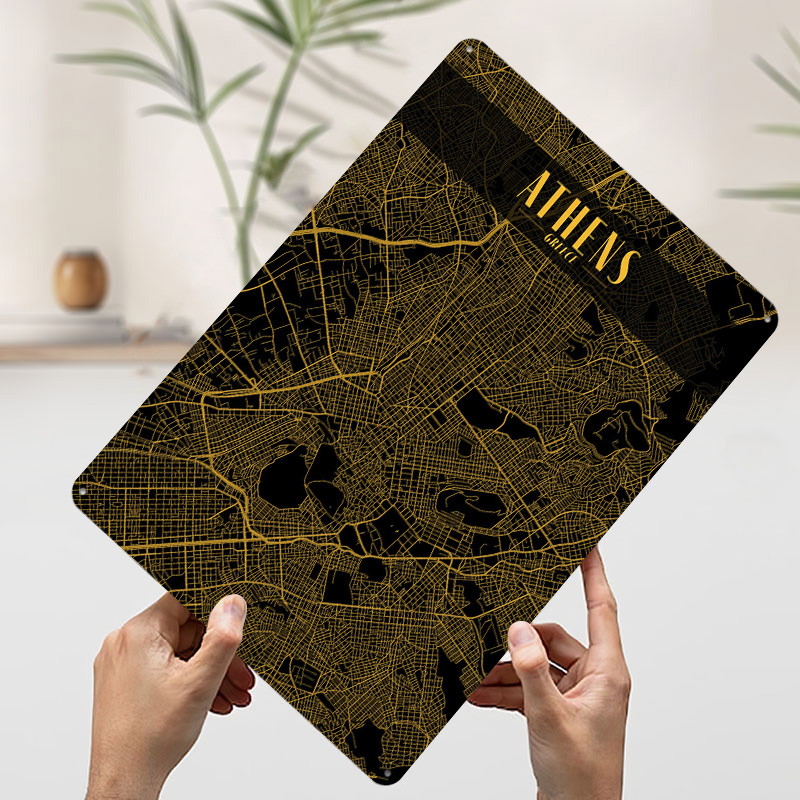 Athens Golden Map Tinplate Pos - đánh giá và giá Custom Map Poster