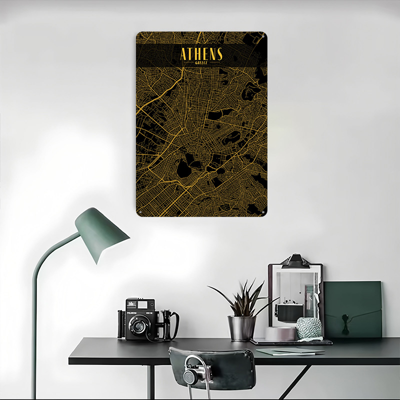 Athens Golden Map Tinplate Pos - đánh giá và giá Custom Map Poster