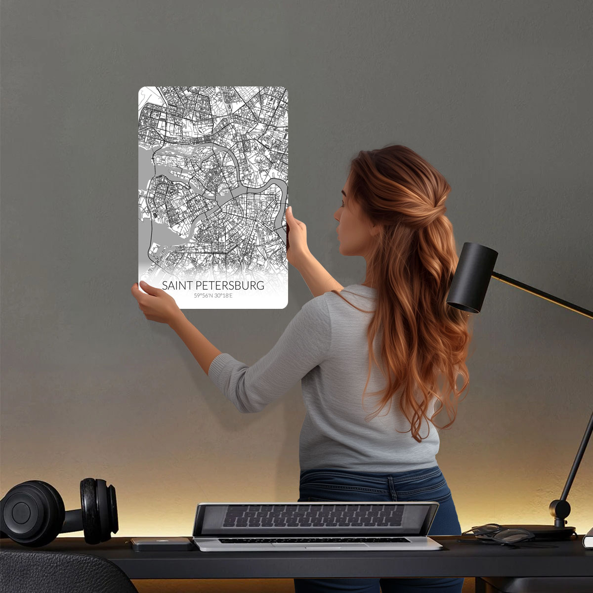 Saint Petersburg White Map Tin - đánh giá và giá Custom Map Poster