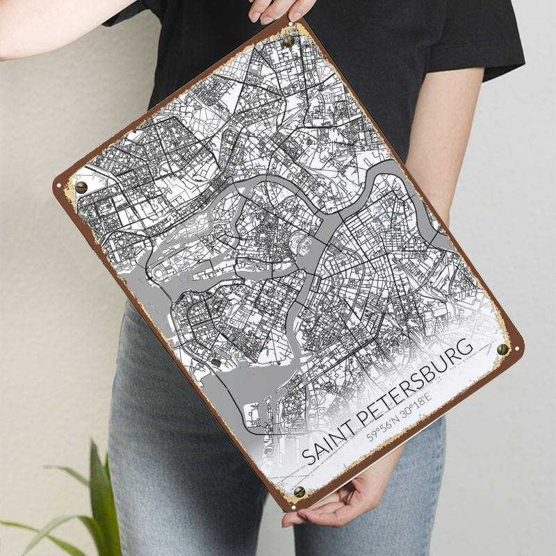 Saint Petersburg White Map Tin - đánh giá và giá Custom Map Poster