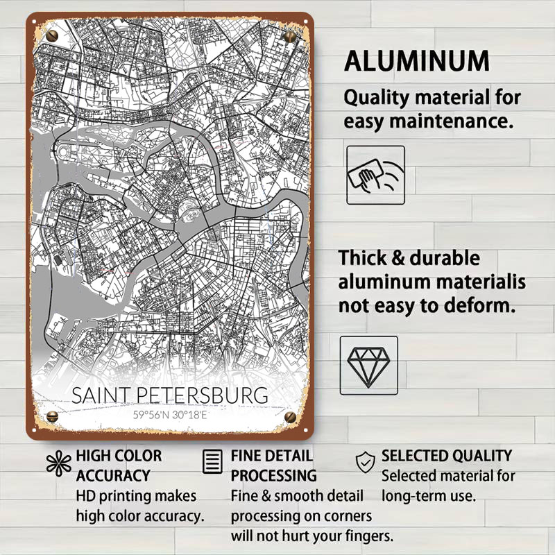 Saint Petersburg White Map Tin - đánh giá và giá Custom Map Poster
