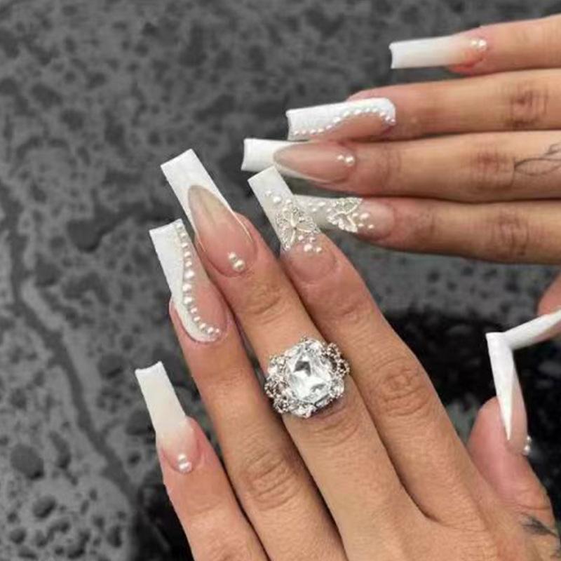 24pcs Long Ballet False Nails  - đánh giá và giá Pressed Flower Art