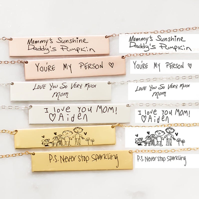 Personalized Custom Actual Han - đánh giá và giá Handwriting Necklace Bar