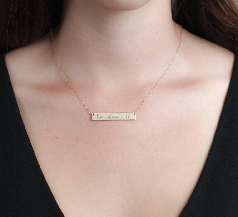 Personalized Custom Actual Han - đánh giá và giá Handwriting Necklace Bar