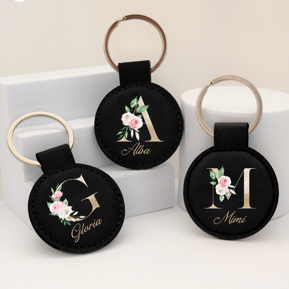 Personalized Initial with Name - đánh giá và giá Monogram Keychain Leather