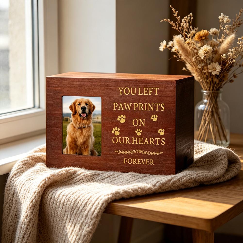 Wooden Pet Urn Solid Wood with - đánh giá và giá Engraved Wood Frame