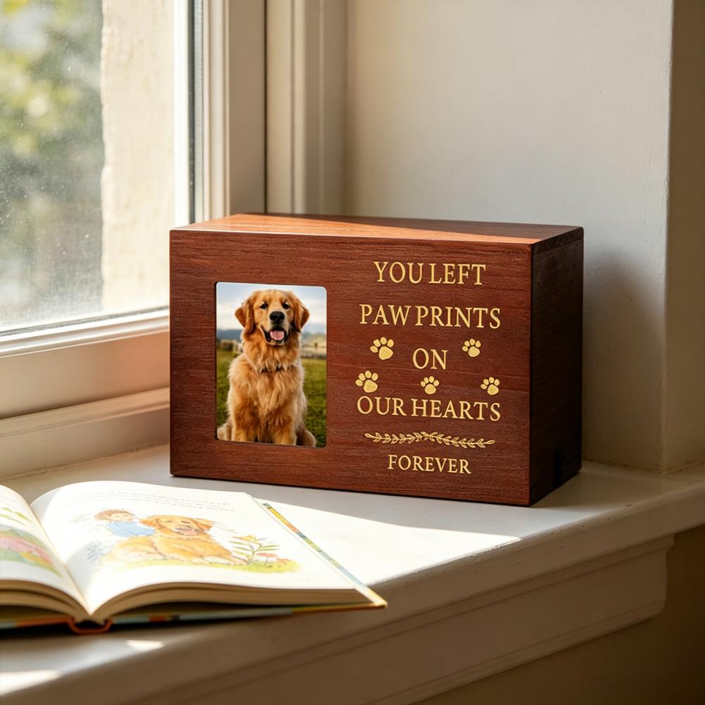 Wooden Pet Urn Solid Wood with - đánh giá và giá Engraved Wood Frame