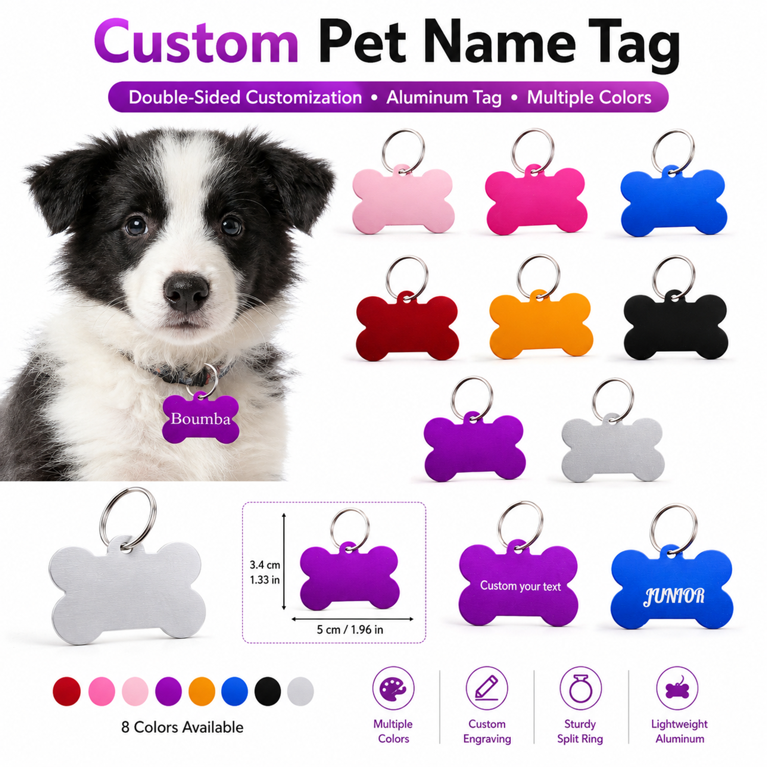 Bone Shaped Custom Name Dog Ta - đánh giá và giá Pet Portrait Custom