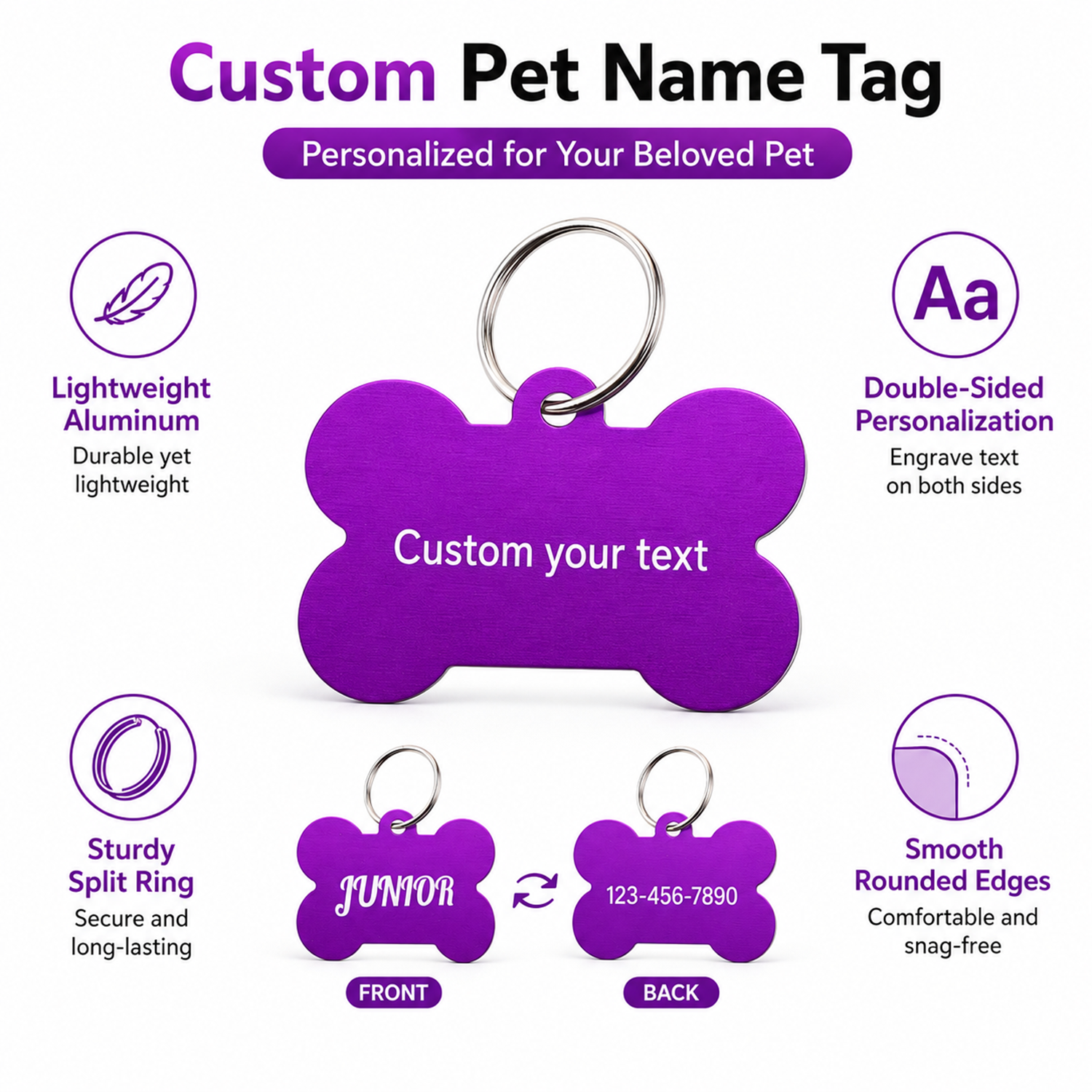 Bone Shaped Custom Name Dog Ta - đánh giá và giá Pet Portrait Custom